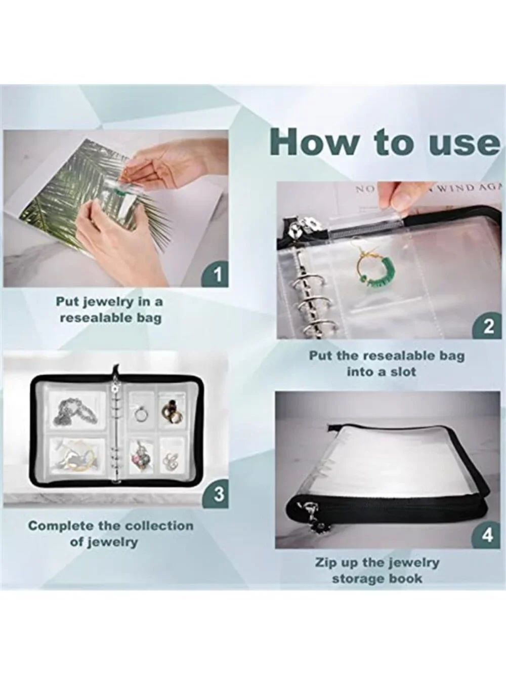 Travel Jewelry Organizer Book Storage Case Necklace Earring Ring Bracelet Holder